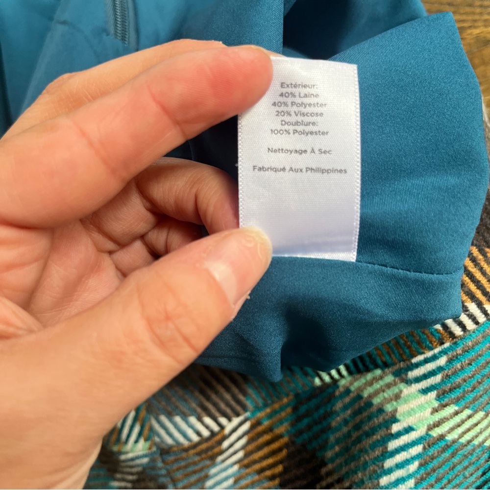 Talbots Plaid A-Line Skirt Wool Blend Petite Teal Brown‎ Lined - Picture 12 of 12